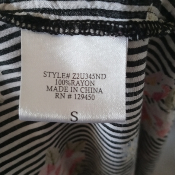 Como Vintage Long Sleeves Striped Floral Hi-Lo Button up Shirt Size small - Picture 13 of 14